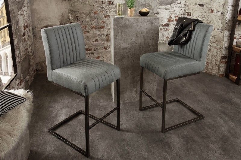 Chaise de bar de haute qualité BIG ASTON tabouret de bar gris antique luge - 40006
