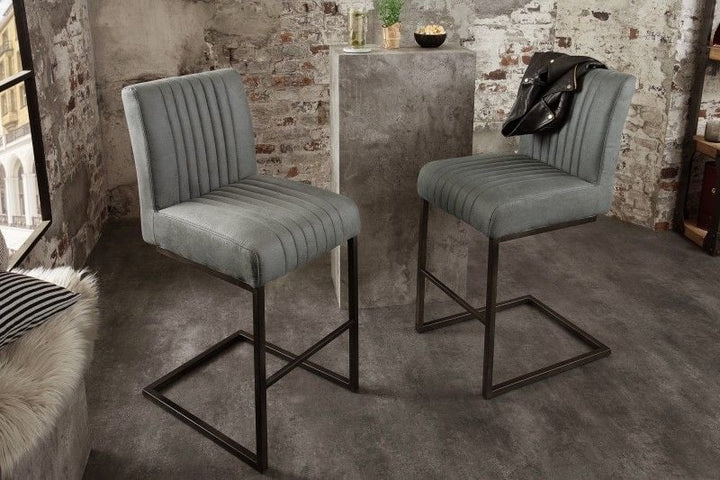 Chaise de bar de haute qualité BIG ASTON tabouret de bar gris antique luge - 40006