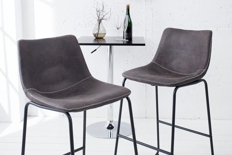 Chaise de bar design industriel DJANGO gris vintage avec structure en fer - 38110