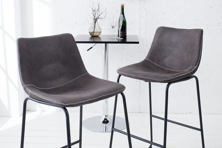 Chaise de bar design industriel DJANGO gris vintage avec structure en fer - 38110