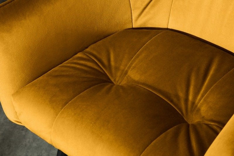 Chaise de bar rétro LOFT 100cm velours jaune moutarde tabouret de bar avec accoudoir - 40308