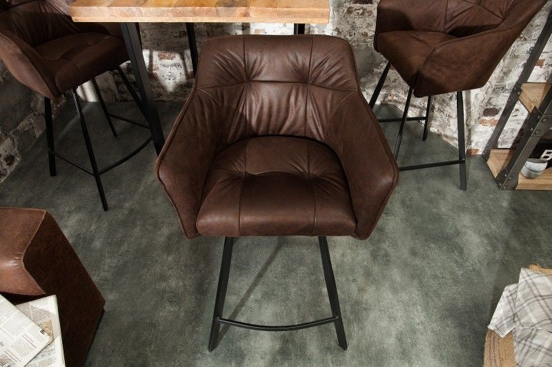 Chaise de bar rétro LOFT 100cm tabouret de bar marron antique avec accoudoir - 39082