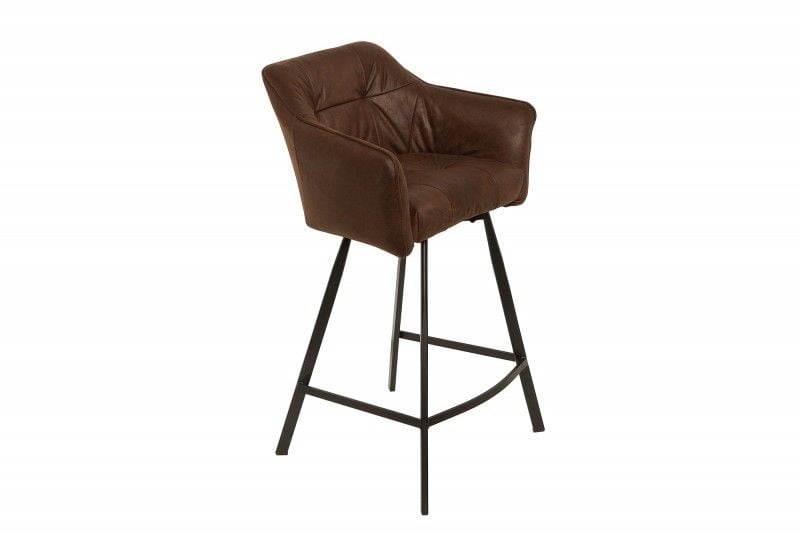 Chaise de bar rétro LOFT 100cm tabouret de bar marron antique avec accoudoir - 39082