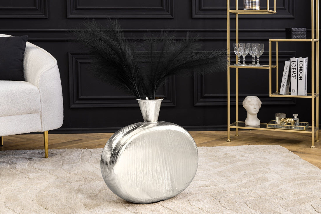 Vase ORIENT L 50cm marteau effet marteau argent - 44867