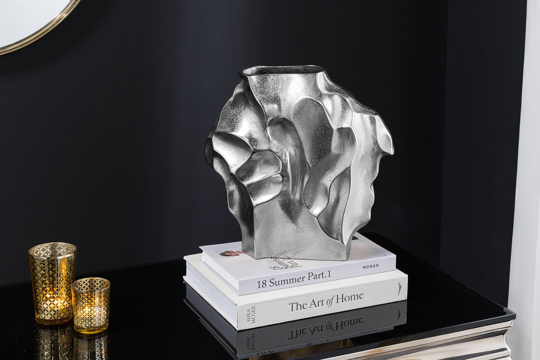 Vase LIQUIDE 25cm marteau effet marteau argent - 44879