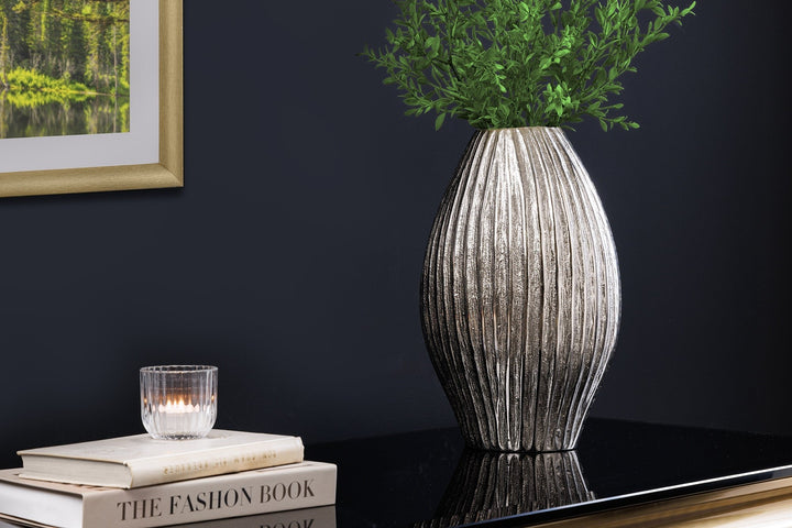 Vase ELEGANCE 30cm avec marteau effet marteau argent - 44839