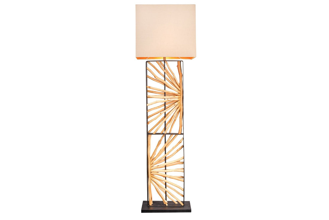 Lampadaire EUPHORIA 165cm Abat-jour beige bois de longane naturel - 44688