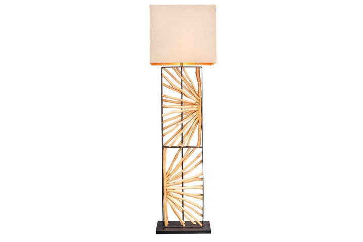 Lampadaire EUPHORIA 165cm Abat-jour beige bois de longane naturel - 44688