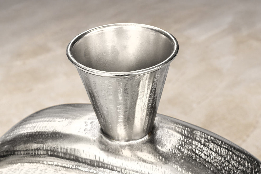 Vase ORIENT L 50cm marteau effet marteau argent - 44867