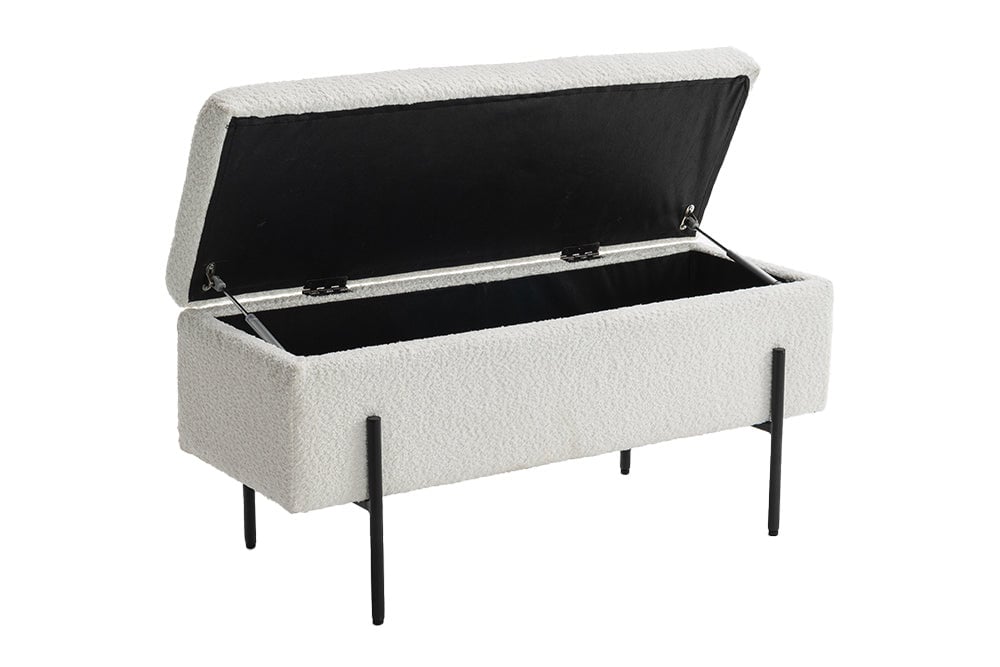 Banc avec rangement LOFT 100cm boucle blanc - 45728