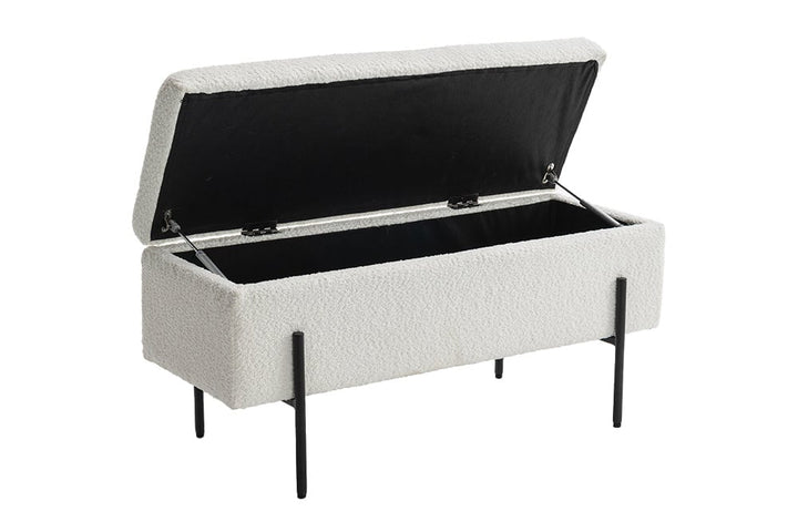 Banc avec rangement LOFT 100cm boucle blanc - 45728