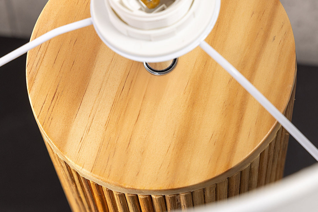Lampe de table GATSBY 50cm bois de saule et pin abat-jour blanc naturel - 44496