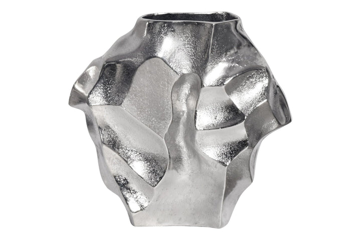 Vase LIQUIDE 25cm marteau effet marteau argent - 44879