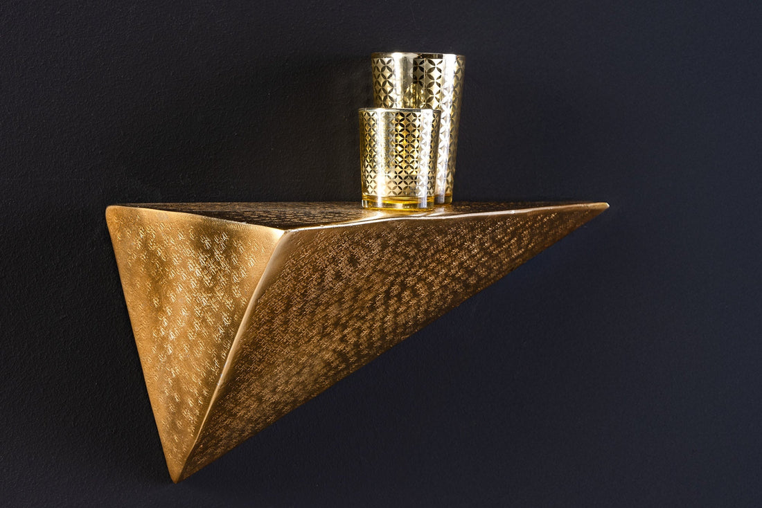 Etagère murale PYRAMID 40cm effet marteau doré - 44884