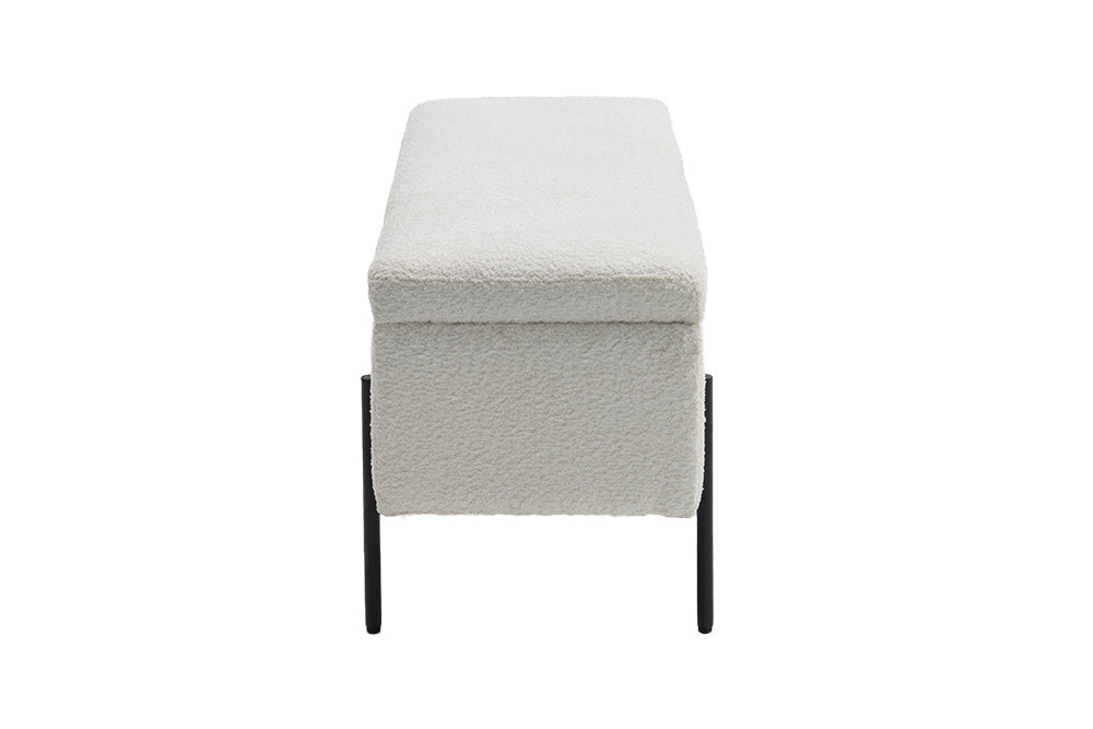 Banc avec rangement LOFT 100cm boucle blanc - 45728
