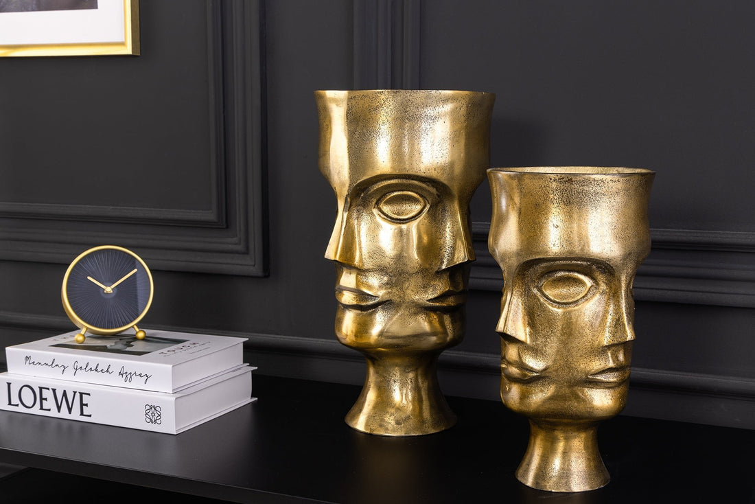 Vase à plantes FACE lot de 2 aluminium laiton antique - 44872