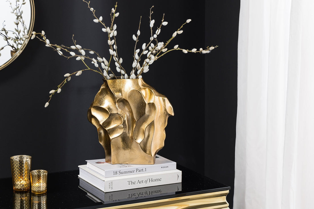 Vase LIQUIDE 30cm marteau effet marteau doré - 44876