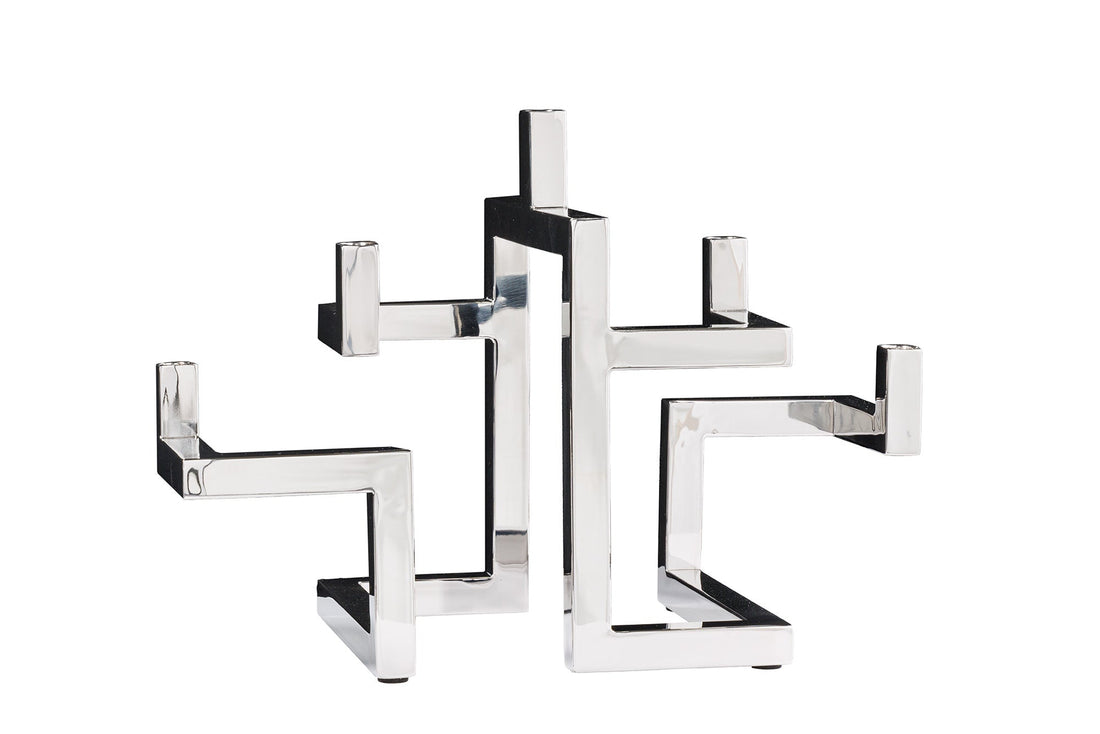 Bougeoir ABSTRAIT 50cm 5 flammes argent - 44886