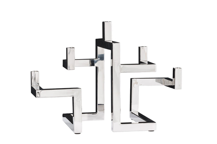 Bougeoir ABSTRAIT 50cm 5 flammes argent - 44886
