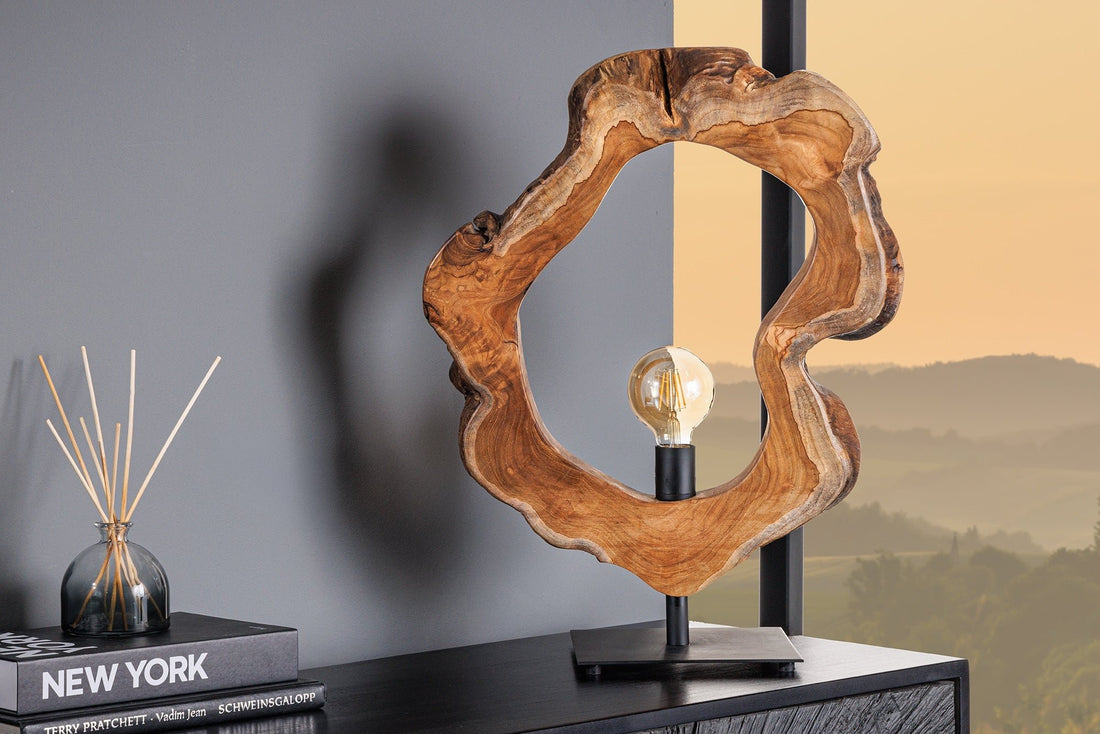 Lampe de table ORGANIC ARTWORK 55cm bois de teck naturel - 44683