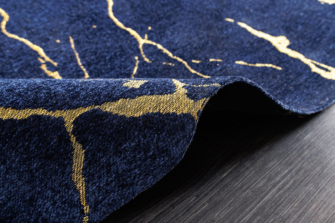 Tapis MARBLE 160x240cm bleu royal or - 44432