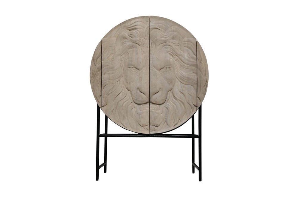 Buffet haut LION 140cm 3D manguier blanc cadre noir - 45851