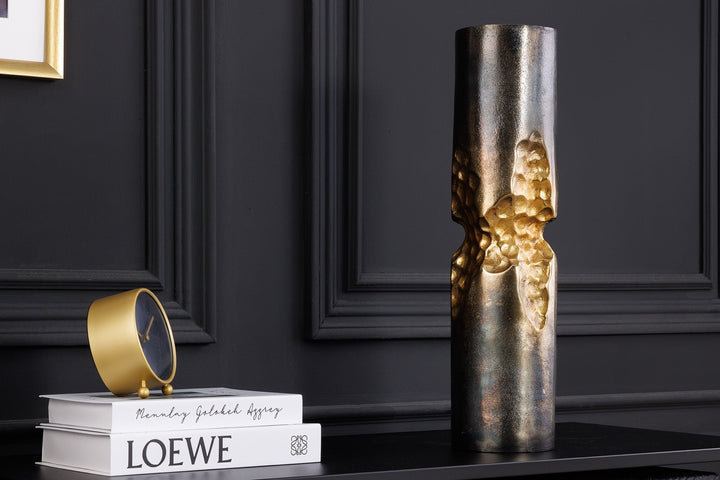 Vase PRECIOUS 40cm effet marteau marteau noir doré - 44893