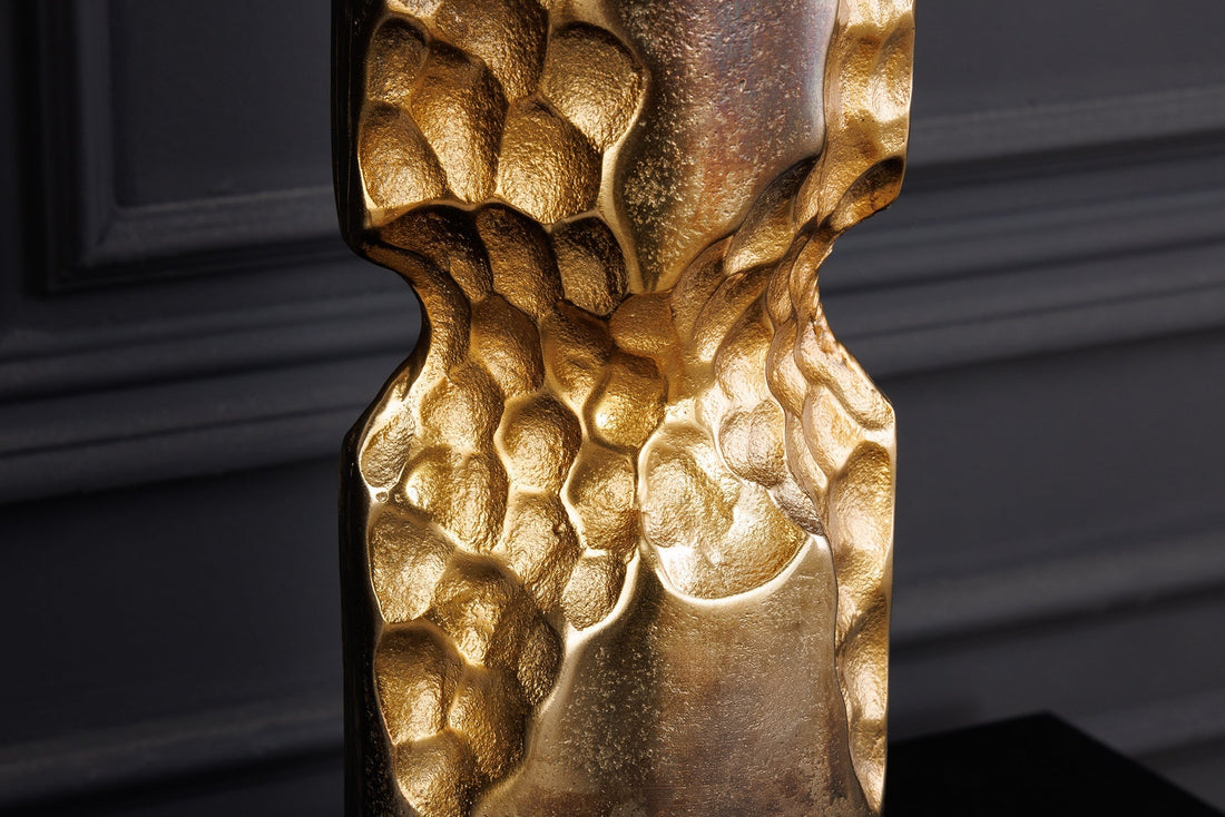 Vase PRECIOUS 50cm marteau effet marteau noir doré - 44890