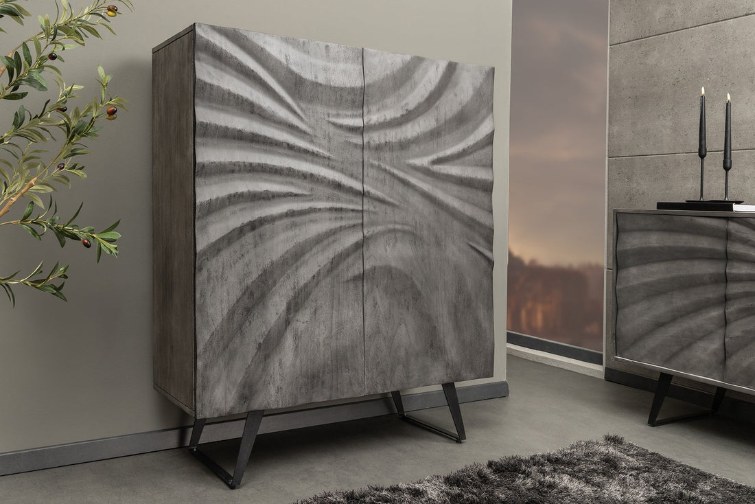 Buffet haut HURRICANE 120cm 3D bois d'acacia gris - 44445