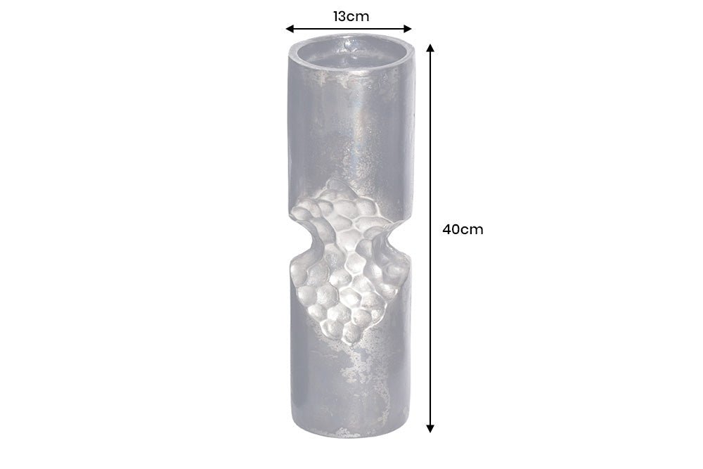 Vase PRECIOUS 40cm effet marteau noir argent - 44891