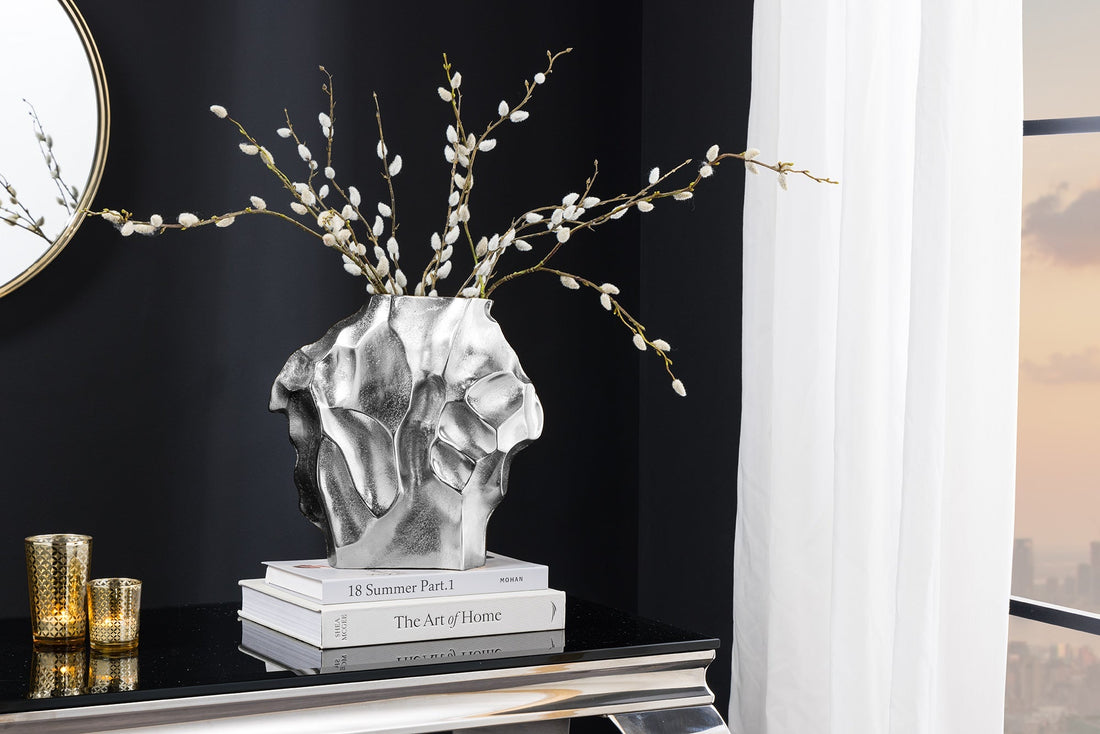 Vase LIQUIDE 25cm marteau effet marteau argent - 44879