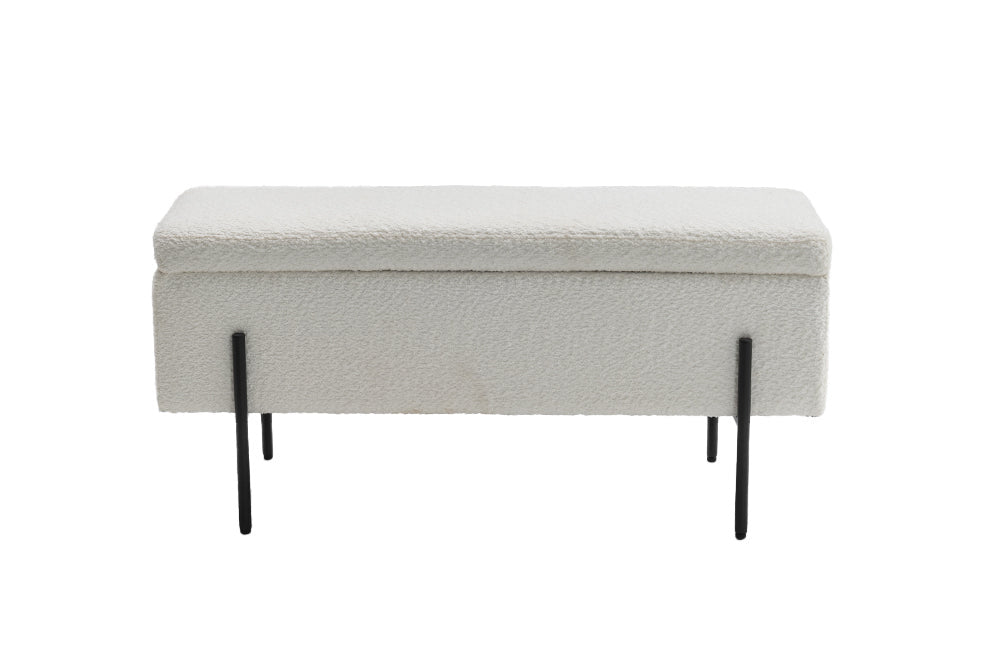 Banc avec rangement LOFT 100cm boucle blanc - 45728