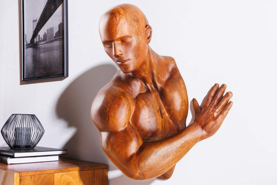 Sculpture murale SOUL 60cm bois de manguier marron - 44513