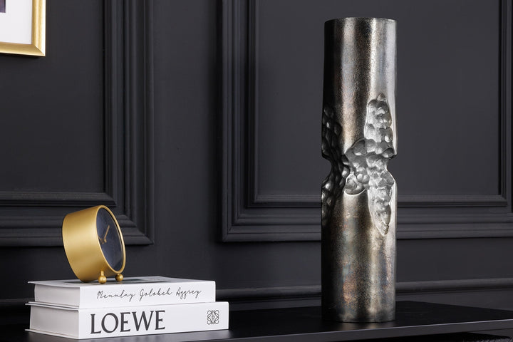 Vase PRECIOUS 50cm marteau effet marteau noir argent - 44888