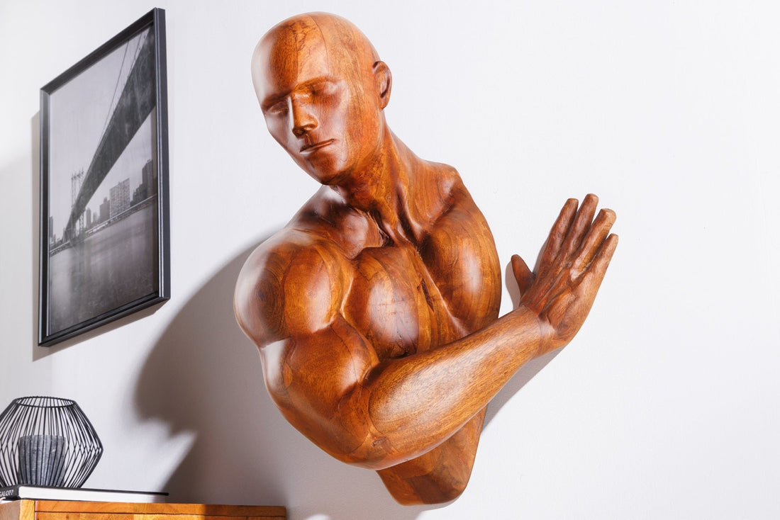 Sculpture murale SOUL 60cm bois de manguier marron - 44513