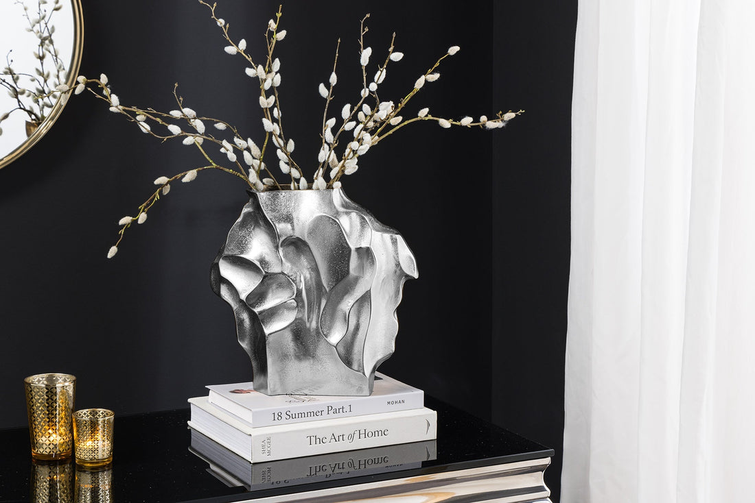 Vase LIQUIDE 25cm marteau effet marteau argent - 44879