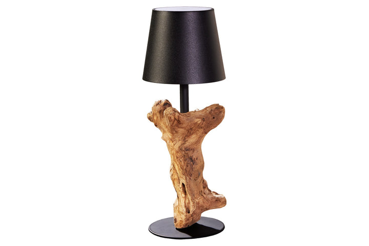 LampenkLED lampe de table à piles HYPNOTIC TO GO 30cm noir naturel rechargeable avec variateur tactile sans câble - 44098