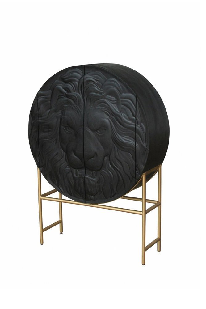 Buffet haut LION 140cm manguier 3D cadre noir doré - 45850