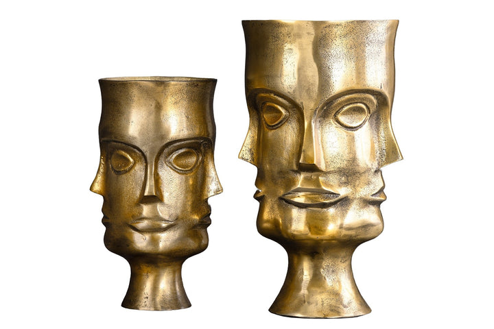 Vase à plantes FACE lot de 2 aluminium laiton antique - 44872