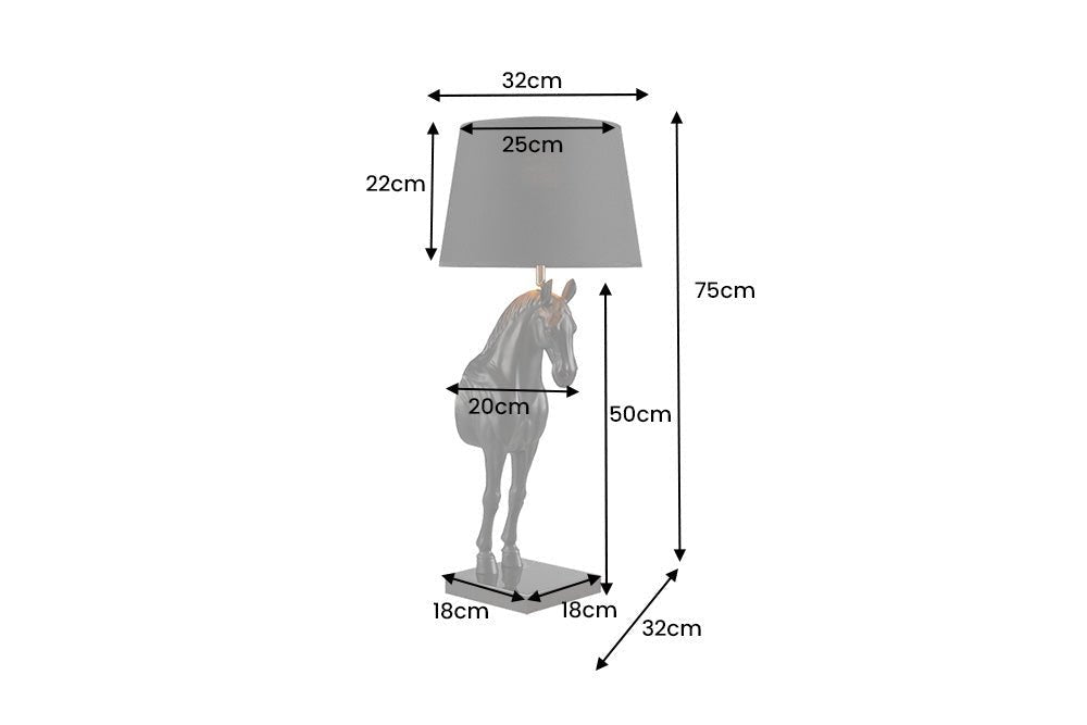 Lampe à poser noire BEAUTY 75cm cheval Sculpture noir or - 45665