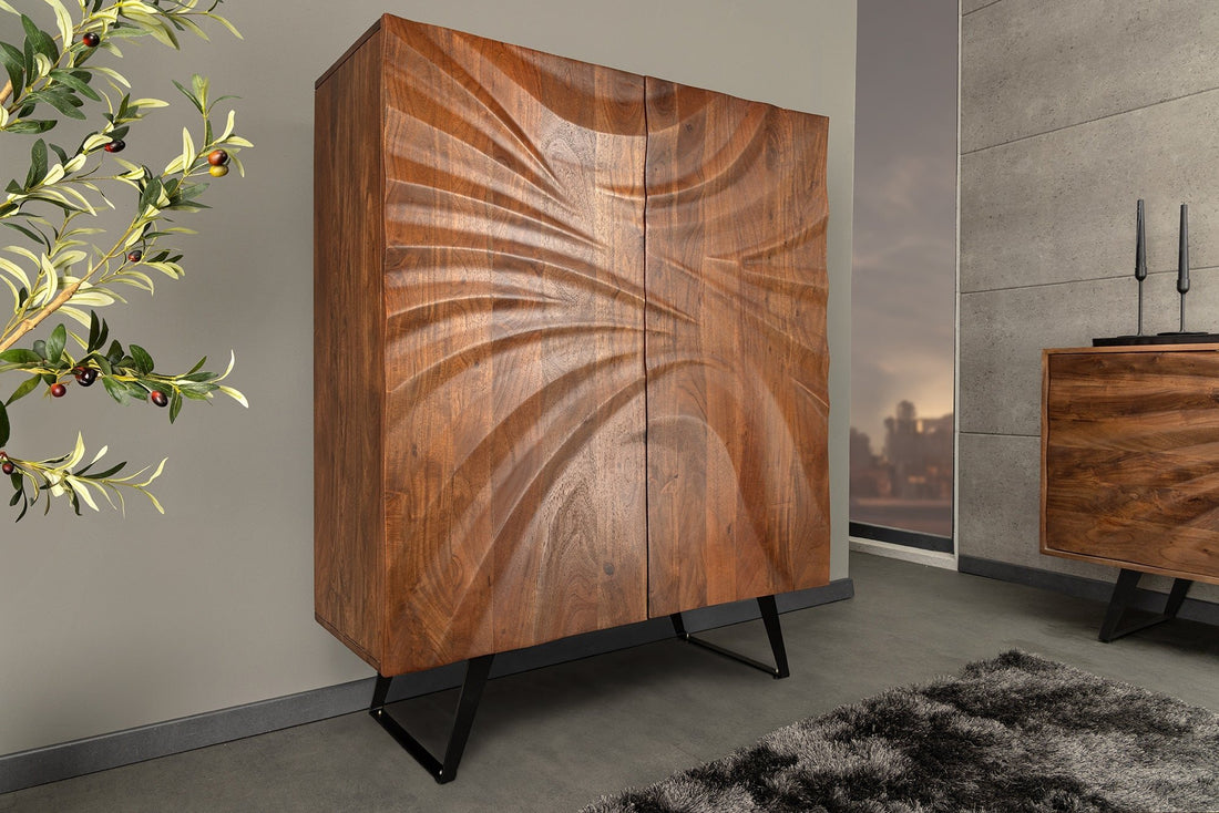 Buffet haut HURRICANE 120cm 3D bois d'acacia marron - 44408
