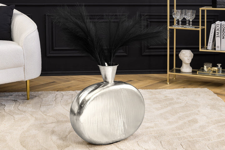 Vase ORIENT L 50cm marteau effet marteau argent - 44867