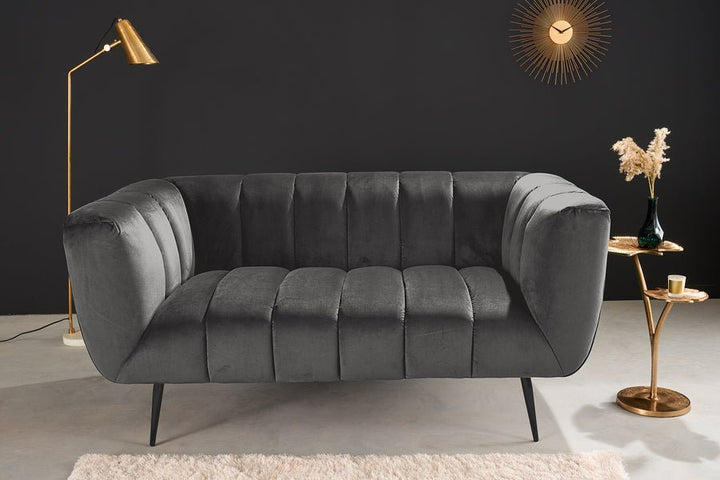 Canapé NOBLESSE 165cm 2 places velours gris - 45050