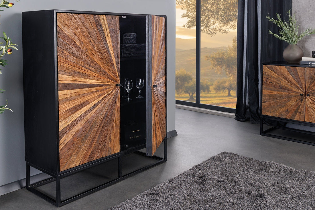 Buffet haut BARRACUDA 120 cm en manguier et teck marron - 44989