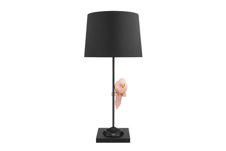 Lampe à poser WILDLIFE 75cm perroquet rose or noir - 44815