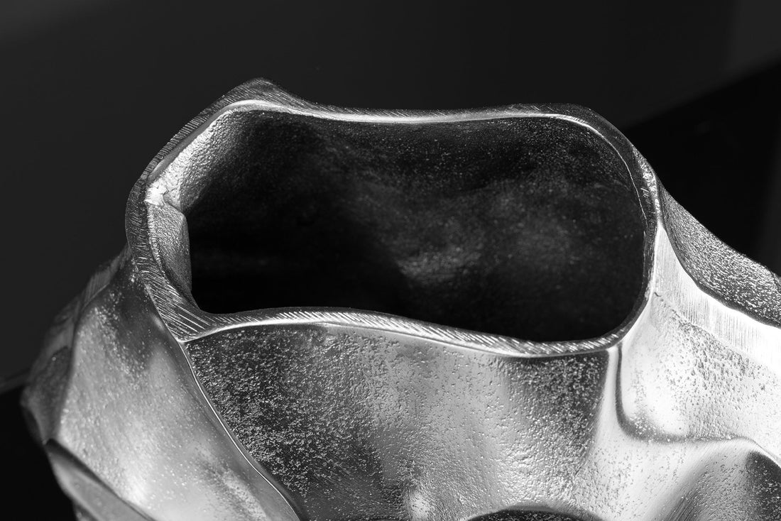Vase LIQUIDE 30cm marteau effet marteau argent - 44877