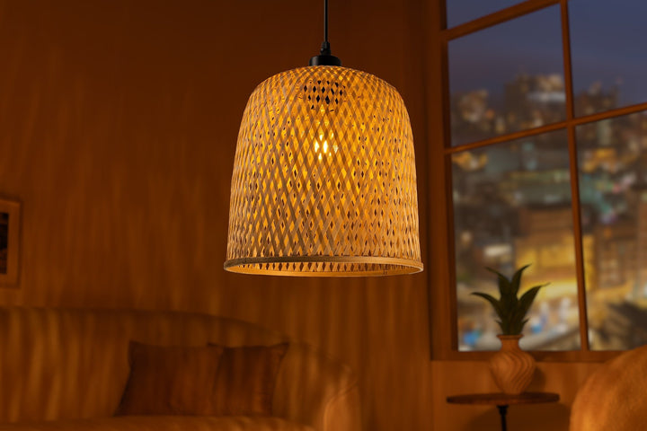 Lampe suspendue ORGANIC LIVING 25cm bambou naturel - 40582