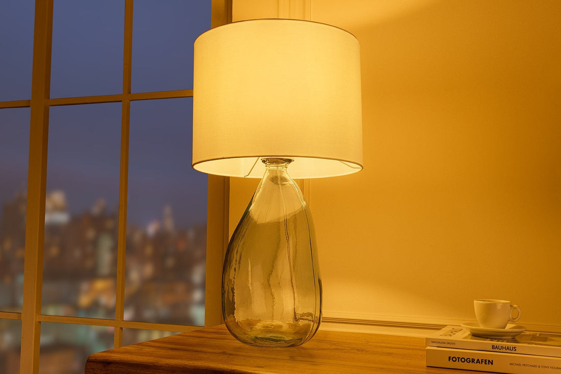 Lampe de table CLASSIC 60cm abat-jour blanc verre recyclé - 44495