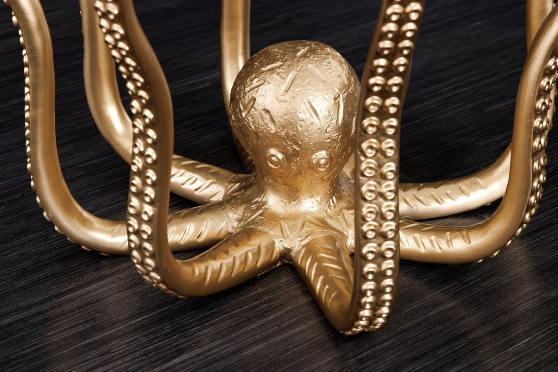Table d'appoint OCTOPUS 50cm avec lampe or - 44567