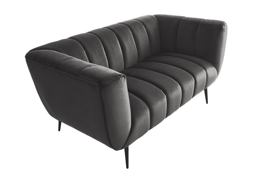 Canapé NOBLESSE 165cm 2 places velours gris - 45050